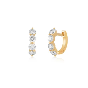 JUMBO PRONG SET DIAMOND MINI HUGGIE EARRING